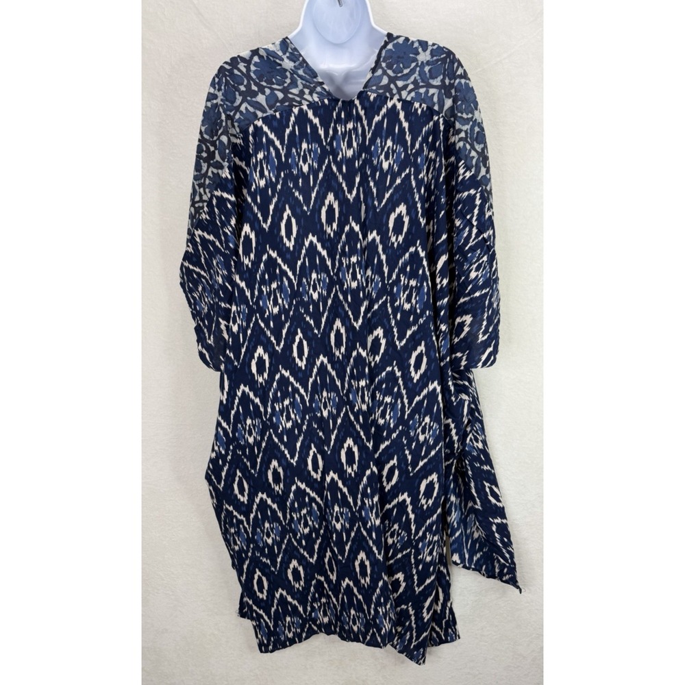 Anthropologie In Our‎ Nature Midnight Kimono Blue Ikat Viscose Size ALL NWT - Picture 3 of 11